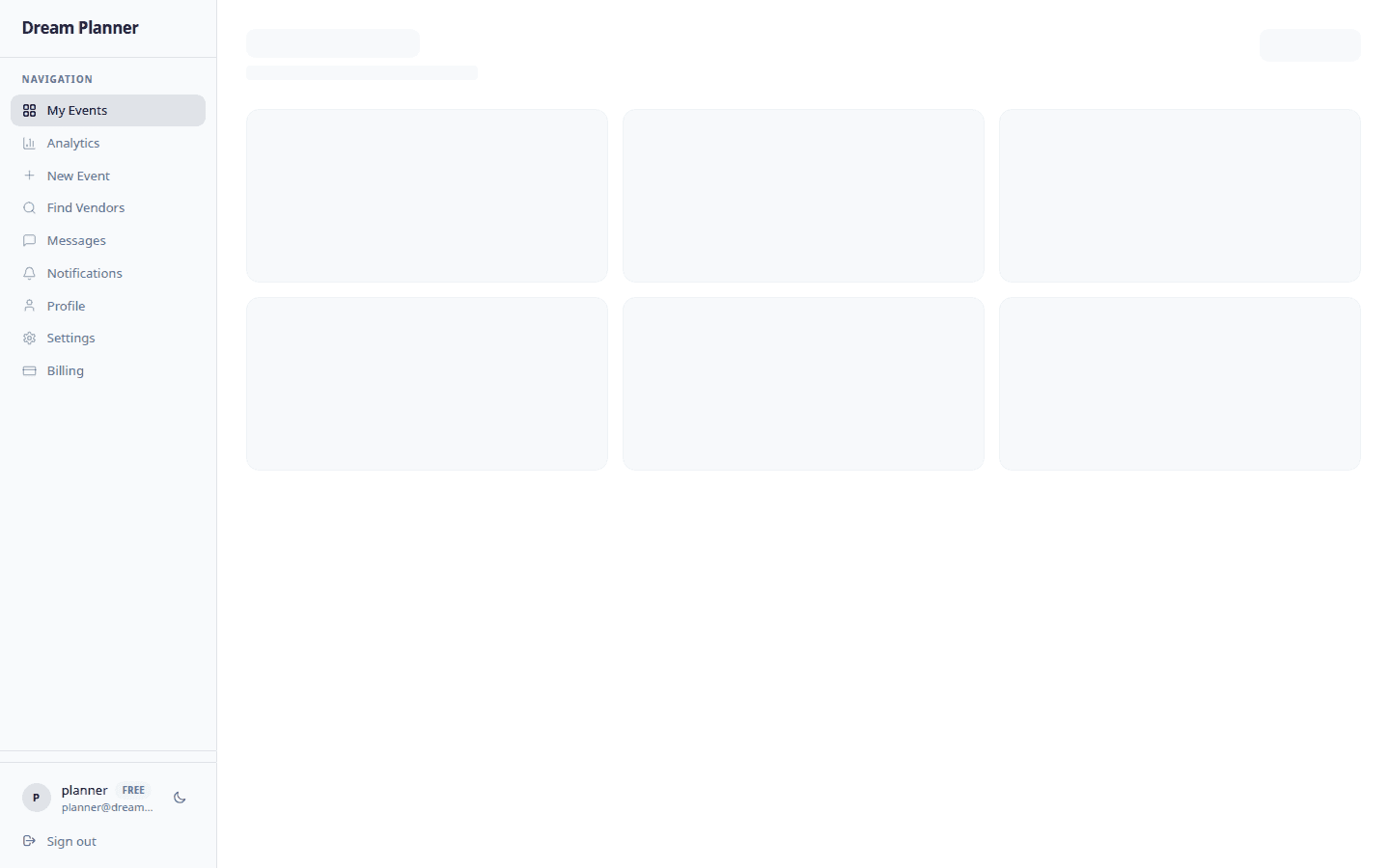 Events dashboard