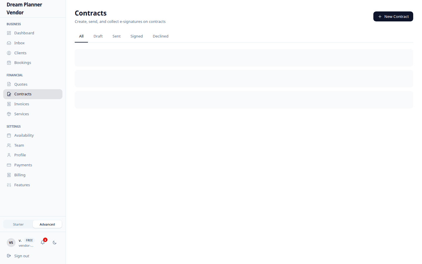 Vendor contracts